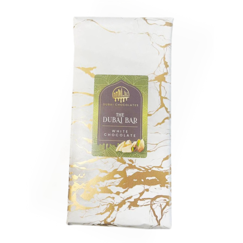 Dubai White Chocolate Bar Extra Crunchy XL 220g Premium White Chocolate