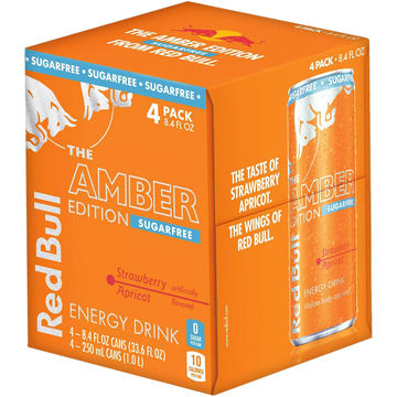 Red Bull The Amber Edition Sugarfree Strawberry Apricot X4