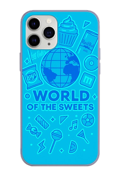 Coque iPhone World Of The Sweets-Bleu Fluo