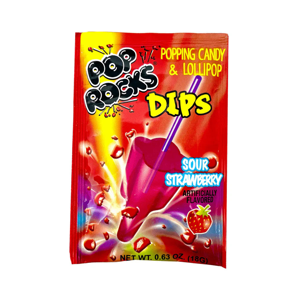Pop Rocks Dips Popping Candy With Lollipop Sour Strawberry