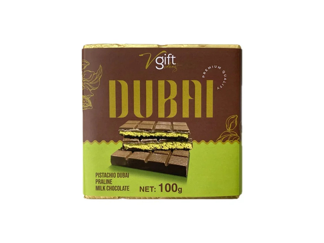 V-Gift Pistachio Praline Dubai Chocolate Bar – Crispy & Nutty Delight